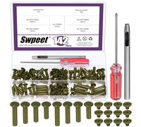 Swpeet 70 Set 4 Sizes M5 x 15mm/18mm/20mm/25mm Bronze Leather Rivets Chicago Binding Screws with Install Tools Assortment Kit, Screw Rivets M5 Chicago Binding Screws for Repair Leather