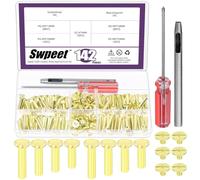 Swpeet 70 Set 4 Sizes M5 x 15mm/18mm/20mm/25mm Gold Leather Rivets Chicago Binding Screws with Install Tools Assortment Kit, Screw Rivets M5 Chicago Binding Screws for Repair Leather