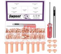 Swpeet 70 Set 4 Sizes M5 x 15mm/18mm/20mm/25mm Rose Gold Leather Rivets Chicago Binding Screws with Install Tools Assortment Kit, Screw Rivets M5 Chicago Binding Screws for Repair Leather