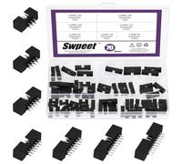Swpeet 70Pcs 2.0 mm Pitch 6 8 10 12 14 16 18 Pin DIP IC Sockets Adaptor Assortment Kit, DIP IC Connector, Box Header Connector, Double Row Straight Pin Header for PCB Board