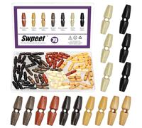 Swpeet 70Pcs 7 Colors 5.5mm Hole Wood Horn Toggle Buttons Assortment Kit, Olive Shape Single Hole Toggle Buttons, Craft Wooden Sewing Button, DIY Vintage Oval Buckle for Clothing Scrapbooking