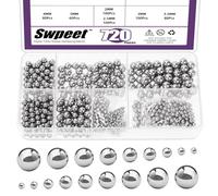 Swpeet 720Pcs 9 Sizes 2mm 2.5mm 3mm 3.5mm 4mm 4.5mm 5mm 5.5mm 6mm Metric Precision 304 Stainless Steel Bearing Balls Assortment Kit, Assorted Loose Bicycle Bearing Balls for Bicycles Casters