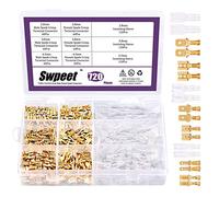 Swpeet 720Pcs Gold 2.8/4.8/6.3mm Male and Female Spade Quick Connectors Wire Crimp Terminal Block with Insulating Sleeve Assortment Kit Perfect for Electrical Wiring Car Audio Speaker