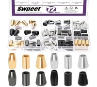 Swpeet 72Pcs 3 Styles Conical/Column/Tube Bell Metal Bell Stopper Kit, Gold/Silver/Black/Gun-black Metal Cord Lock, Drawstring Rope Stopper, Cord Ends Stopper, Rope End for Lanyard Backpack