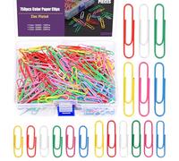 Swpeet 750Pcs 1.1/1.3/2 Inch Coloured Paper Clips Assorted Sizes Small, Medium and Large, Coated Metal Paper Clips Reusable Big Paper Clips Ideal for Office School Document Organizing
