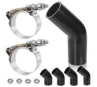 Swpeet 7Pcs 2 Inch - 51mm 45 Degree Elbow 4-Ply Reinforced Silicone Hose with 57-65mm T Bolt Hose Clamp and 6mm Hex Nut Kit, Automotive Pure Silicone Hose for Turbo Intake Intercooler