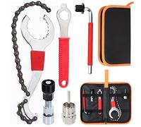 Swpeet 7Pcs Bicycle Repair Tool Assortment Kit, 3 in 1 Multi Bike Cassette Removal Tool with Chain Whip, Auxiliary Wrench, Bracket Removal, Crank Puller Tool, 16mm Spanner Perfect for Repair Bike