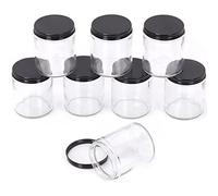 Swpeet 8 Packs 8 oz 240 ml Transparent Glass with Black Lid Assortment Kit, Round Containers Cosmetic Glass Jars with Lids Travel Jars Cosmetic Containers for Cream, Lotion