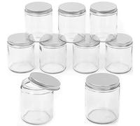 Swpeet 8 Packs 8 oz - 240ML Transparent Glass Jar with Silver Lid Assortment Kit, Round Containers Cosmetic Glass Jars with Lids Travel Jars Cosmetic Containers for Cream, Lotion