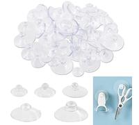 Swpeet 80Pcs 5 Sizes 4/5" 1" 6/5" 7/5" 8/5" Mushroom Type Rubber Transparent Anti-Collision Suction Cups Sucker Hanger Pads Without Hooks Kit, Adhesive Wall Storage Mount for Tile, Glass, Mirrors