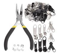 Swpeet 85Pcs #3#5#8 Zipper Repair Kit with Needle Nose Pliers Assortment Kit, Including Zipper Sliders, U Shape Top Stops Zipper Pulls & Bottom Stoppers for Bags Tents