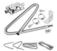 Swpeet 8Pcs 1" x 47"- 25mm x 120cm Stainless Steel Diesel Heater Exhaust Pipe and Exhaust Silencer Muffler with 18mm-29mm Hose Clamps Kit, Fuel Tank Diesel Gas Vent Hose Exhaust Tubing for Car Vehicle