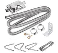 Swpeet 8Pcs 1" x 79"- 25mm x 200cm Stainless Steel Diesel Heater Exhaust Pipe and Exhaust Silencer Muffler with 18mm-29mm Hose Clamps Kit, Fuel Tank Diesel Gas Vent Hose Exhaust Tubing for Car Vehicle