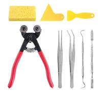 Swpeet 8Pcs Mosaic Tools Kit, Including Heavy Duty Glass Mosaic Cut Nippers Wheeled Cutter Pliers and 2Pcs Scrapers, 2Pcs Tweezers, 1Pcs Double-EndedHook, 1Pcs Spatula with 1Pcs Sponge for Mosaic Tile