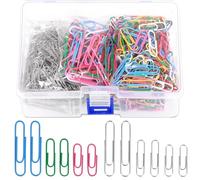 Swpeet 900Pcs 1.1/1.3/2 Inch Coloured and Silver Paper Clips Assorted Sizes Small, Medium and Large, Coated Metal Paper Clips Reusable Big Paper Clips for Office School Document Organizing