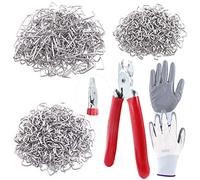 Swpeet 900Pcs 3/4" 1/2" 3/8" Galvanized Hog Rings with Straight Hog Ring Pliers, Professional Upholstery Hog Rings Installation Kit for Shock