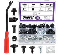 Swpeet 91Pcs Universal Metal Engine Under Cover Splash Shield Guard Body Bolts Bumper Fender Liner and Engine Protection Pan Hardware with Pin Clip Nut Kit, Car Clips Fastener Remover Tool for Car