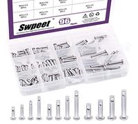 Swpeet 96Pcs Clevis Pin Assortment Kit, 304 Stainless Steel M3 M4 M5 12 Type Flat Head Pin with Hole Location Pin T-Shape Round Pin with Plastic Box