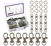 Swpeet Assorted 150Pcs Black Keychain Making Kit, 50Pcs Swivel Lobster Claw Clasps, 50Pcs Rotating 8-Shaped Buckle Claw Clasp, 50Pcs Jump Ring, Swivel Trigger Hook, Swivel Clasps Lanyard Snap Hook