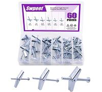 Swpeet Assorted 60 Pcs Toggle Bolt and Wing Nut Kit for Hanging Heavy Items on Drywall - 1/8 Inch, 3/16Inch, 1/4Inch