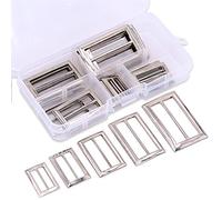 Swpeet DIY-120 25 Pcs Assoreted Metal Tri-Glide Slides Buckles Kit, Square Ring Slide Adjusters Buckles Webbing Belts Buckle for Belt Bags DIY Accessories - 25mm / 30mm / 35mm / 40mm/ 45mm
