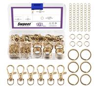 Swpeet Open Gold Jump Rings Silver Jump Rings, Lobster Clasp for Jewelry Making, Keychain Rings and Keychain Clip for Keychains Jewelry Crafts (Golden)