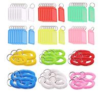 Swpeet Plastic Key Tags with Flap Label Window and Strong Split Ring