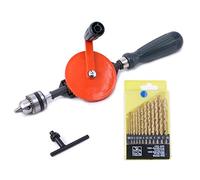 Swpeet Powerful Speedy Hand Drill 1/4" Steel Double Sprockets, Chucks & Handle Grip for Woods
