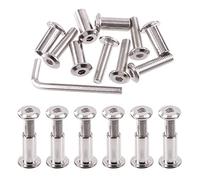 Swpeet S1860 25Pcs M6x25mm Nickel Plated Sliver Binding Screws Hex Drive Socket Cap Bolts Barrel Nuts Assortment Kit with 1Pcs Allen Wrench, Screw Post Fit for Furniture Countsunk Belt