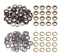 Swpeet S1945 100Pcs - 50Sets 2/5 inch (10mm) Hole Bronze Grommets Thicken Metal Grommets Eyelets Grommet Kit, Metal Eyelets Kits Grommets Eyelets for Repairing Canvas, Leather, Curtains