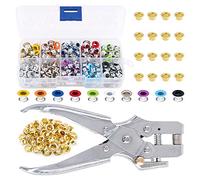 Swpeet S664 300Pcs 10 Colors 3/16 inch Metal Grommet Kit and Eyelet Hole Punch Pliers with 100Pcs Gold Grommets, Metal Eyelet Kits for Leather Fabric Belt Clothes