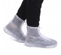 Swpeet Transparent XL Silicone Waterproof Rain Shoe Covers, Reusable Foldable Overshoes Non-Slip Water Resistant Overshoes Silicone Rubber Rain Shoe Cover Protectors for Kids, Men, Women