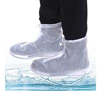 Swpeet Transparent XXL Silicone Waterproof Rain Shoe Covers, Reusable Foldable Overshoes Non-Slip Water Resistant Overshoes Silicone Rubber Rain Shoe Cover Protectors for Kids, Men, Women