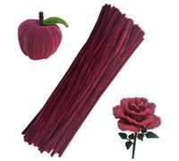 Swpohrat 100 Pcs Wine Red 7mm Diameter Pipe Cleaner Craft Set for DIY Projects