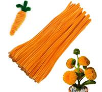 Swpohrat 100 Pieces Orange Pipe Cleaner Craft Set,Thick Fuzzy Chenille Stem Pipe Cleaners for DIY Craft Projects and Decorations