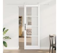 Swpsd 2pc Modern White Matte Finish Solid Wood Sliding Doors for Indoor Living Room - Adjustable, Easy Installation Model3332410