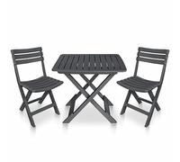 Swpsd 3 Piece Folding Patio Bistro Set Bistro Dining Table and Garden Chairs Patio Yard Outdoor Furniture Set Plastic Anthracite