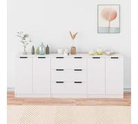 Swpsd 3 Piece Sideboard Buffet Cabinet White Engineered Wood Side Cabinet Modern Living Room Dining Room Kitchen Storage Cupboard Cabinet white Sideboard Option2