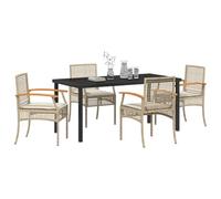 Swpsd 5 Piece Garden Dining Set with Cushions Beige Poly Rattan Garden Table And Chairs Set Model3380830