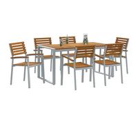 Swpsd 7 Piece Garden Dining Set Solid Wood Acacia and Metal Garden Table And Chairs Set Model3284362