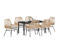 Swpsd 7 Piece Garden Dining Set with Cushions Brown Poly Rattan Garden Table And Chairs Set Model3380880