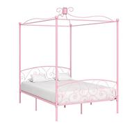Swpsd Bed Frame 4 Poster Bed Base Pink Metal 120x200 cm Canopy Bed with Storage Underneath Bedroom Furniture Bed pink Metal Bed