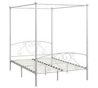 Swpsd Bed Frame 4 Poster Bed Base White Metal 140x200 cm Canopy Bed with Storage Underneath Bedroom Furniture Bed white Metal Bed Option2