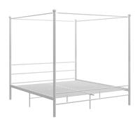 Swpsd Bed Frame 4 Poster Bed Base White Metal 200x200 cm Canopy Bed with Storage Underneath Bedroom Furniture Bed white Metal Bed