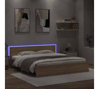 Swpsd Bed Frame LED Bed Base with Headboard & Storage Underneath Bedroom Furniture Sonoma Oak 180x200 cm Super King Size Bed sonoma oak LED Bed Frame