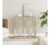 Swpsd Console Table Slim Sofa Tables Hall Table Home Side Table Entryway Hallway Home Decor 70x30x70 cm Stainless Steel and Glass