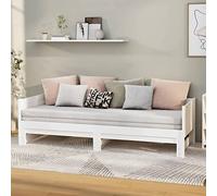 Swpsd Day Bed Guest Sofa Bed Pull-out Daybed Extendable Day Bed Bunk Bed Frame for Living Room Bedroom White Solid Wood Pine 2x(80x200) cm