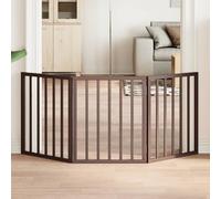 Swpsd Dog Gate Foldable 3 Panels Brown 150 cm Poplar Wood Dog door Model352196