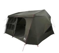 Swpsd Family Tent with Rainfly 185T Polyester Army Green 433x420x224 cm 18.18 sqm 9 Person 3 Rooms 3 Doors 9 Windows for Group Camping Outdoor Shelter 42042249