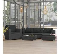 Swpsd Garden Sofas Set Pallet Furnitures Set Patio Corner Sofa with Backrest 6 Piece Garden Lounge Set with Cushions Poly Rattan Black